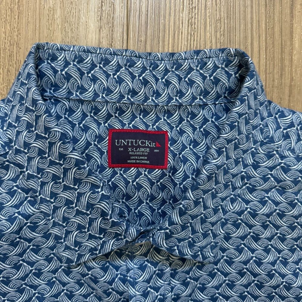 Untuckit Blue Patterned Casual Button Down Shirt - image 5